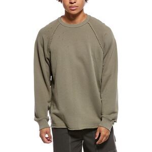 Helmut Lang Mens  Destroy Crewneck Sweatshirt, Green
